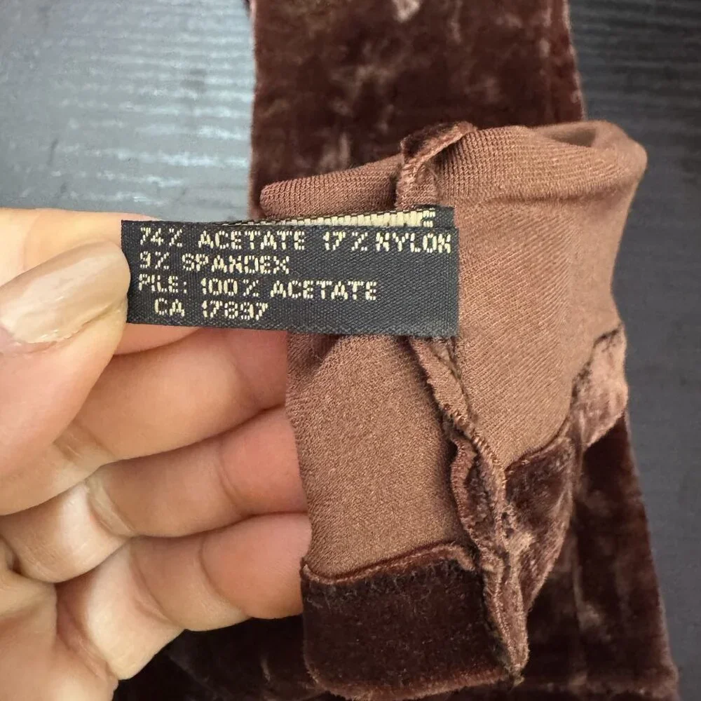 Vintage Banana Republic Made in Italy Women's Brown Velvet Long Gloves One Size